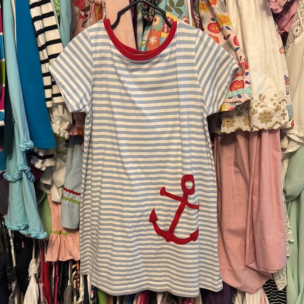 Kelly's Kids Red and baby blue Raglan Casual Dress